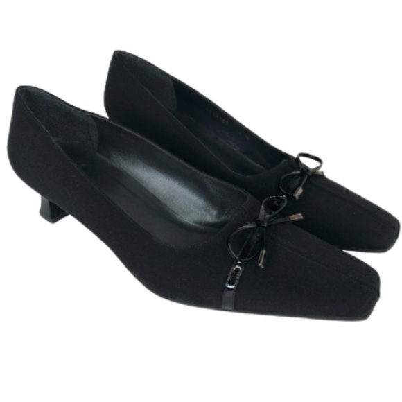 Stuart Weitzman Womens Pumps Leather Fabric Square